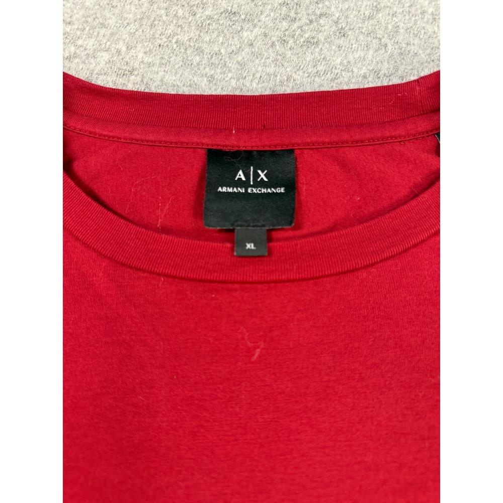 Armani Exchange Mens XL Red Long Sleeve Piping Detail Crew Neck T-Shirt - Picture 3 of 5